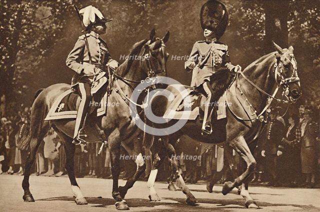 'King Edward at the head of the Brigade of Guards, turns, unperturbed, to make inquiry after revolve Creator: Unknown.