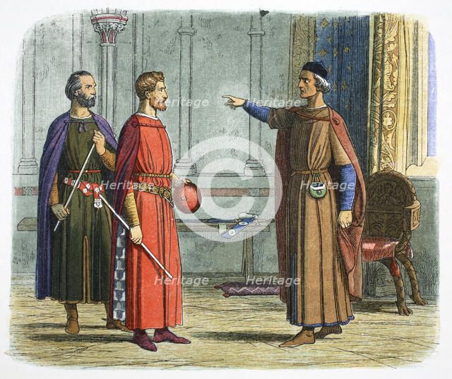 King Edward I threatens the Lord Marshal, 1297 (1864).  Artist: James William Edmund Doyle