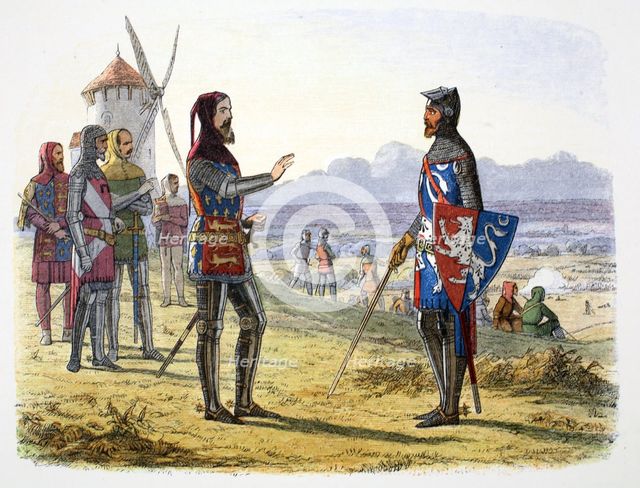 King Edward III refuses succour to his son at the Battle of Crecy, France, 1346 (1864). Creator: James William Edmund Doyle.