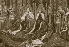 King Edward VII at the opening of his first Parliament, London, 14 February, 1901. Creator: Samuel Begg
