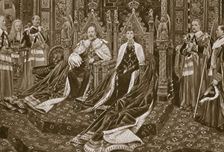 King Edward VII at the opening of his first Parliament, London, 14 February, 1901. Creator: Samuel Begg