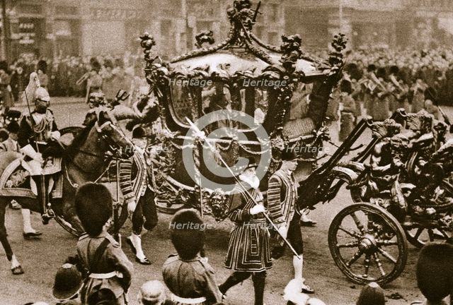 King Edward VII and Queen Alexandra on their way to the State Opening of Parliament, 1900s. Artist: Unknown