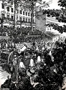 King Edward VII's last journey through London: the funeral cortege in Piccadilly, 1910 (1911). Creator: Byam Shaw