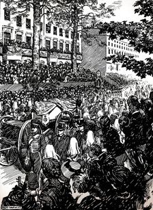King Edward VII's last journey through London: the funeral cortege in Piccadilly, 1910 (1911). Creator: Byam Shaw