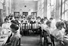 King Edward VII Sanatorium, Midhurst, Sussex: nurses and medical staff (?) about to dine, 1907. Creator: Unknown