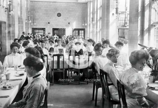 King Edward VII Sanatorium, Midhurst, Sussex: nurses and medical staff (?) about to dine, 1907. Creator: Unknown.