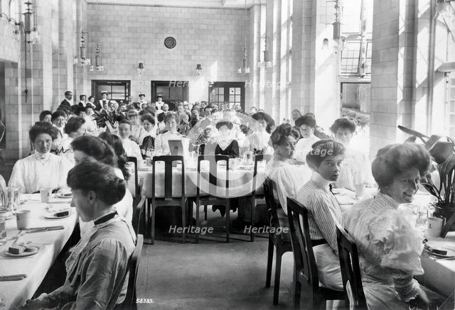 King Edward VII Sanatorium, Midhurst, Sussex: nurses and medical staff (?) about to dine, 1907. Creator: Unknown.