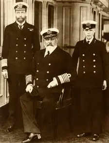 King Edward VII with his son George, Prince of Wales, and grandson Prince Edward, 1910, (1935). Creator: Unknown