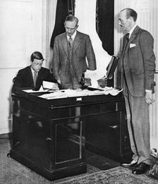 King Edward VIII at work with his staff in St James's Palace, London, 1936