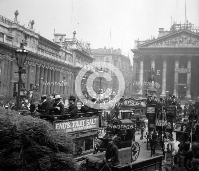 King Edward VII's Coronation Decorations, Threadneedle Street, London, 1901. Artist: Anon