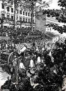 King Edward VII's last journey through London: the funeral cortege in Piccadilly, 1910 (1911). Creator: Byam Shaw