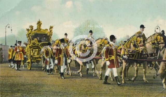 King Edward VII's State Coach used for Opening of Parliament, 1910 Artist: Unknown