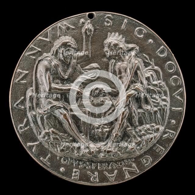 King Evilmerdoch Playing Chess [reverse], c. 1485/1486. Creator: Sperandio Savelli.