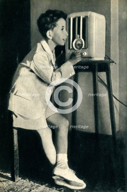 'King Faisal of Iraq listening to a broadcast prepared for his birthday by the BBC', 1942. Creator: Unknown.