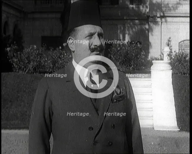 King Faud I Standing in Front of Steps, 1924. Creator: British Pathe Ltd.