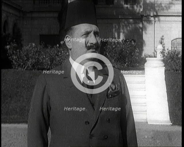 King Faud I Standing in Front of Steps, 1924. Creator: British Pathe Ltd.