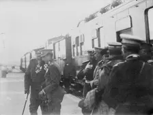 King Ferd. whispers to Prince Boris, (1912?). Creator: Bain News Service