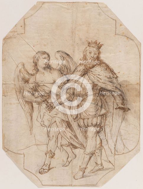 King Ferdinand III the Saint guided by the Angel during the siege of Seville. Creator: Juan de Valdés Leal.