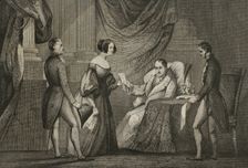 King Ferdinand VII, (1784-1833) hands over Doña María Cristina the Decree of 6 October 1832., 1842. Creator: Unknown