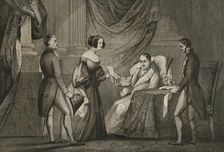 King Ferdinand VII, (1784-1833) hands over Doña María Cristina the Decree of 6 October 1832., 1842. Creator: Unknown