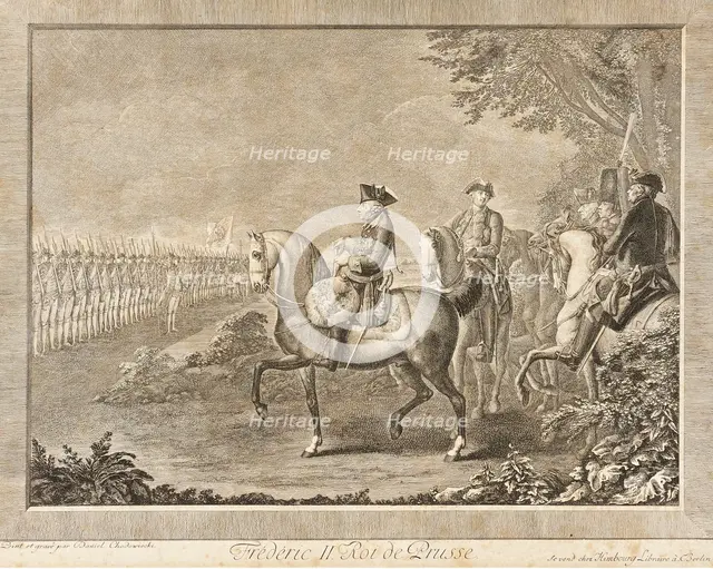 King Frederick II on Watch Parade, 1777. Creator: Daniel Nikolaus Chodowiecki.