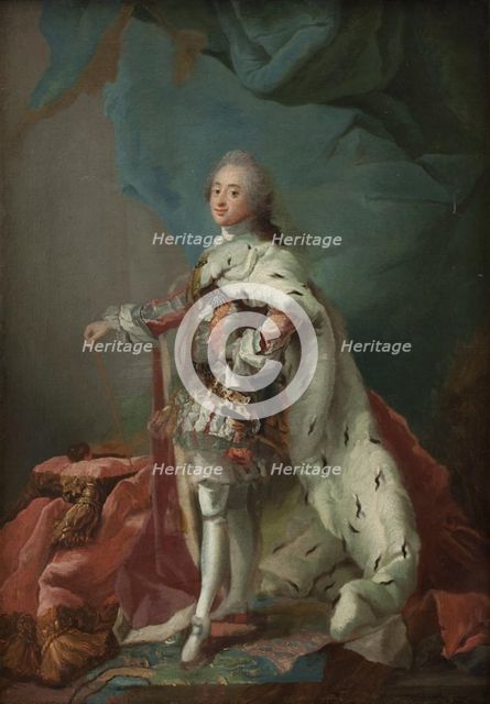 King Frederik V of Denmark in Anointing Robes, 1748-1751. Creator: Carl Gustaf Pilo.
