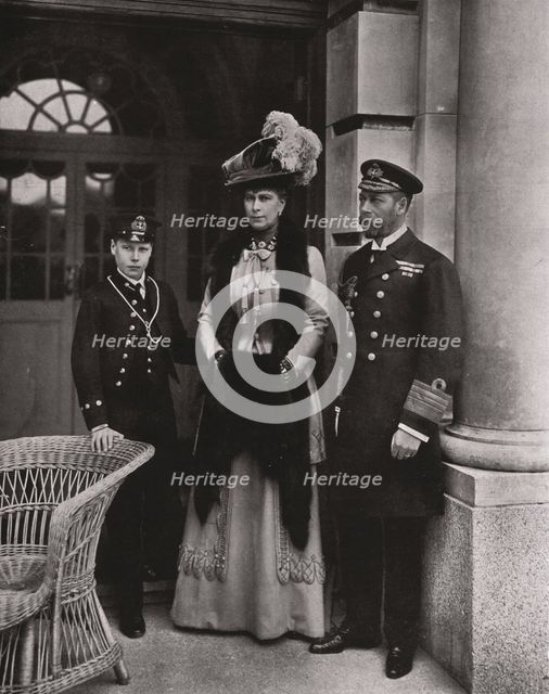King George and Queen Mary with their son Prince Edward, May 1910. Creator: Unknown.