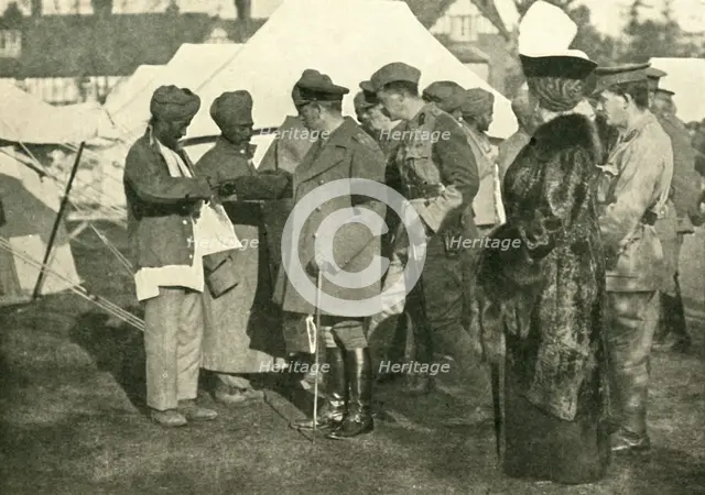 King George and Queen Mary visit wounded soldiers, First World War, 1915, (c1920). Creator: Unknown.