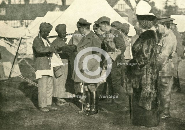 King George and Queen Mary visit wounded soldiers, First World War, 1915, (c1920). Creator: Unknown.