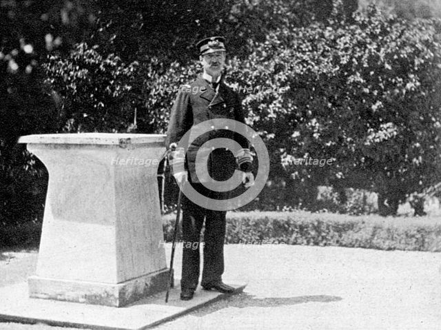 King George I of Greece (1845-1913) in his garden at Athens, 1908.Artist: Queen Alexandra