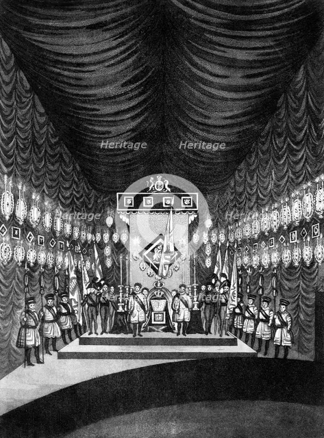 King George IV lying in state in Windsor Castle, 1830. Artist: Unknown