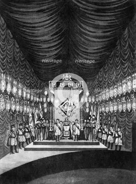 King George IV lying in state in Windsor Castle, 1830. Artist: Unknown