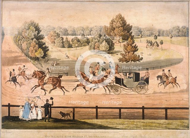 King George IV riding through Hyde Park, London, 1831. Artist: Matthew Dubourg