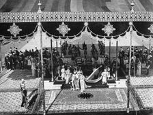 King George V (1865-1936) and Queen Mary (1867-1953) at the Delhi Durbar, India, 1911 (1936)