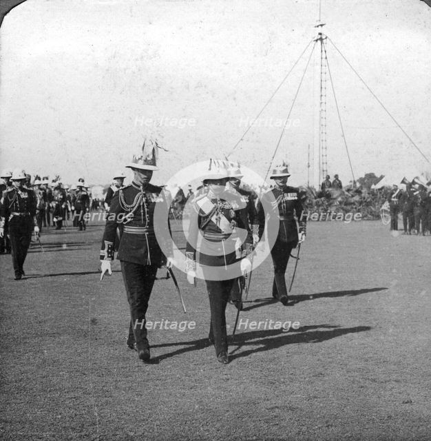 King George V (1865-1936) with Brigadier General Sir R Grimston, Delhi, India, 1912.Artist: HD Girdwood