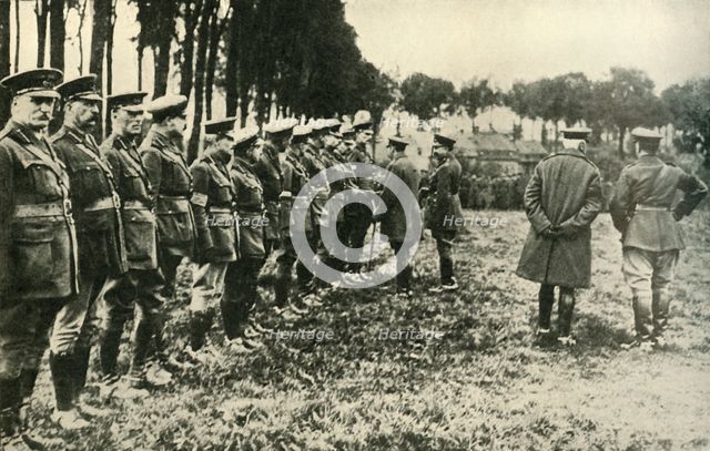 King George V visits allied forces on the front line, First World War, 1915, (c1920). Creator: Unknown.