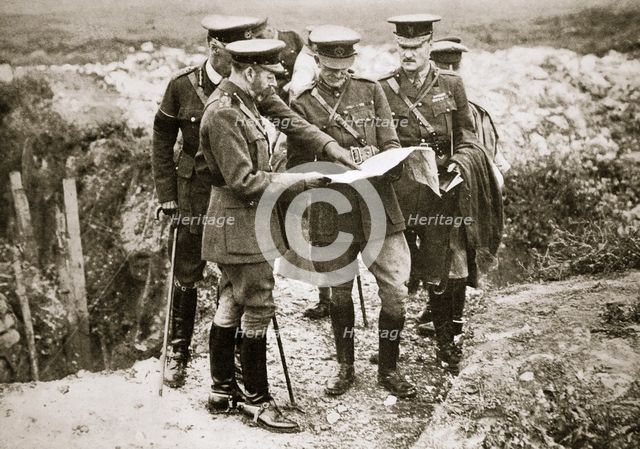 King George V visits the front, France, World War I, 1916. Creator: Unknown.