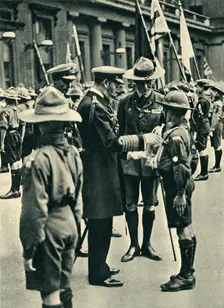 King George V with Lord Baden-Powell Inspecting Boy Scouts, 1920 1944. Creator: Unknown