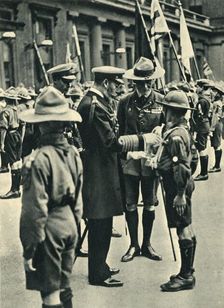 King George V with Lord Baden-Powell Inspecting Boy Scouts, 1920 1944. Creator: Unknown