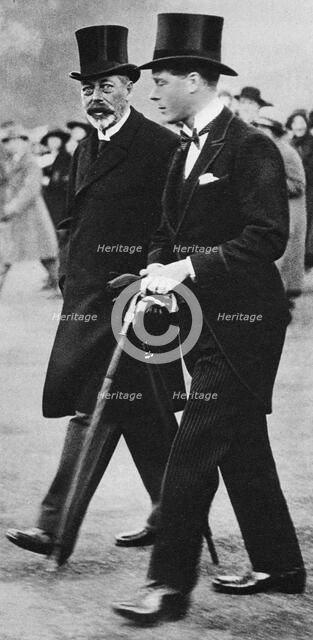 King George V and his son, Prince Edward, Duke of Windsor, 1930s. Artist: Unknown