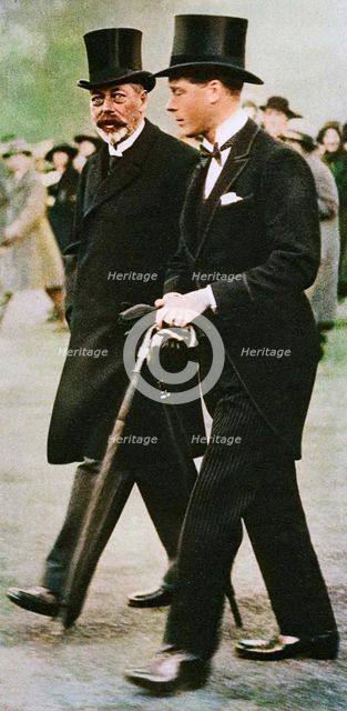 King George V and his son, Prince Edward, Duke of Windsor, 1930s. Creator: Unknown.
