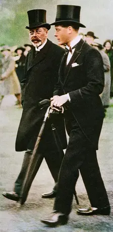 King George V and his son, Prince Edward, Duke of Windsor, 1930s. Creator: Unknown