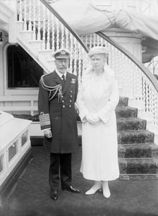 King George V and Queen Mary aboard HMY Victoria and Albert 1935. Creator: Kirk & Sons of Cowes