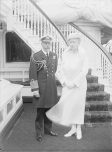 King George V and Queen Mary aboard HMY Victoria and Albert 1935. Creator: Kirk & Sons of Cowes