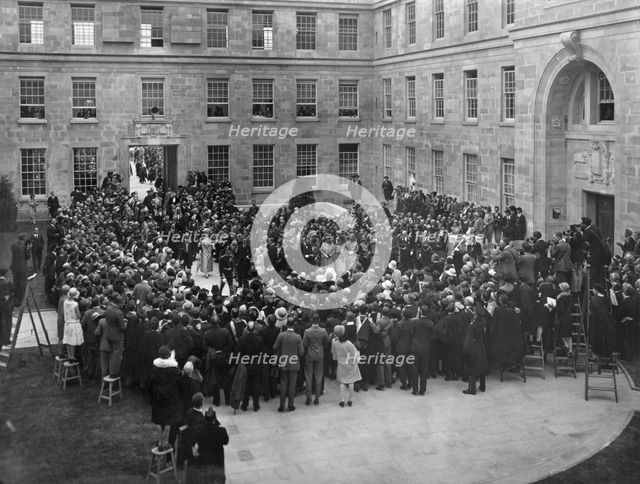 King George V and Queen Mary at the opening ceremony of the University of Nottingham, 1928. Artist: Henson & Co
