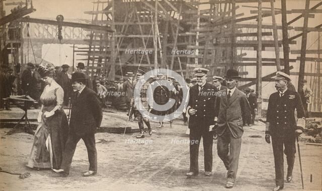 King George V and Queen Mary at a Sunderland shipyard during World War I, June 15th, 1917, (1935). Artist: Unknown.
