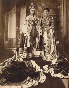 King George V and Queen Mary crowned and robed for the Delhi Durbar, 1911 (1935)