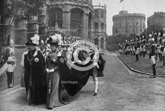 'King George V and Queen Mary in the Garter Procession at Windsor, 1913', (1951).  Creator: Unknown.
