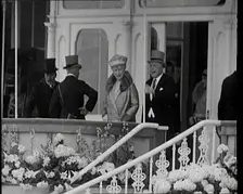 King George V and Queen Mary of Teck in the Royal Box at Ascot Race Course, 1931. Creator: British Pathe Ltd