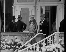 King George V and Queen Mary of Teck in the Royal Box at Ascot Race Course, 1931. Creator: British Pathe Ltd